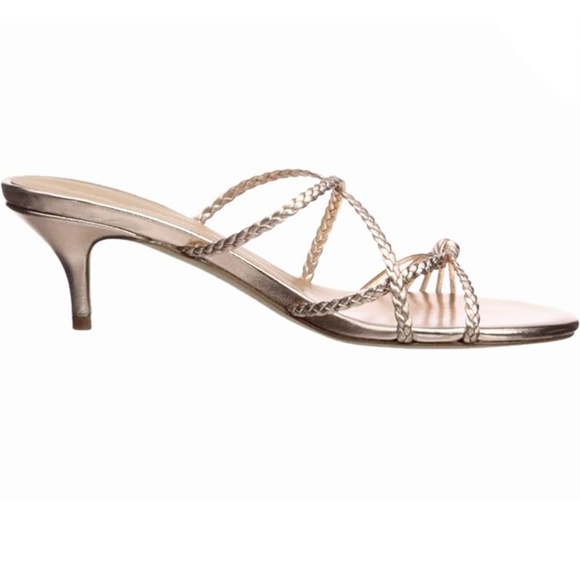 Sigerson Morrison Fyona Mccipria Heeled Mule Sandals Gold Leather Pump Heels 37 - Picture 4 of 9